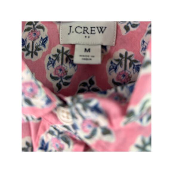 J. Crew Pink Floral Print Lightweight Cotton Signature Fit Button Down-Size M - Picture 7 of 7